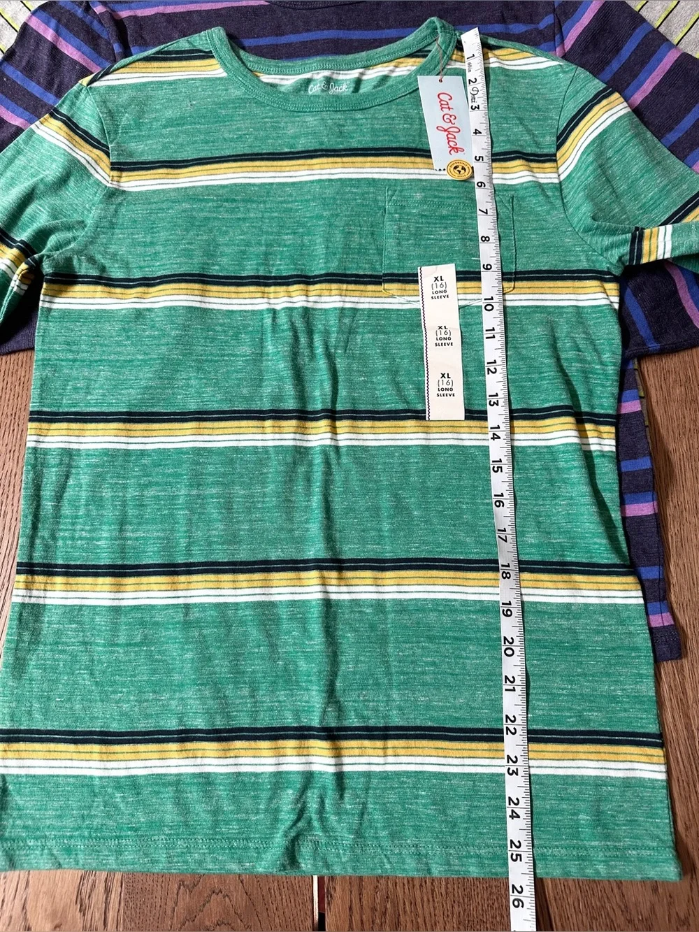 🔥3 FOR $25🔥 Cat & Jack BUNDLE OF 3 Striped Tees Long Sleeve Size X-LARGE (16)